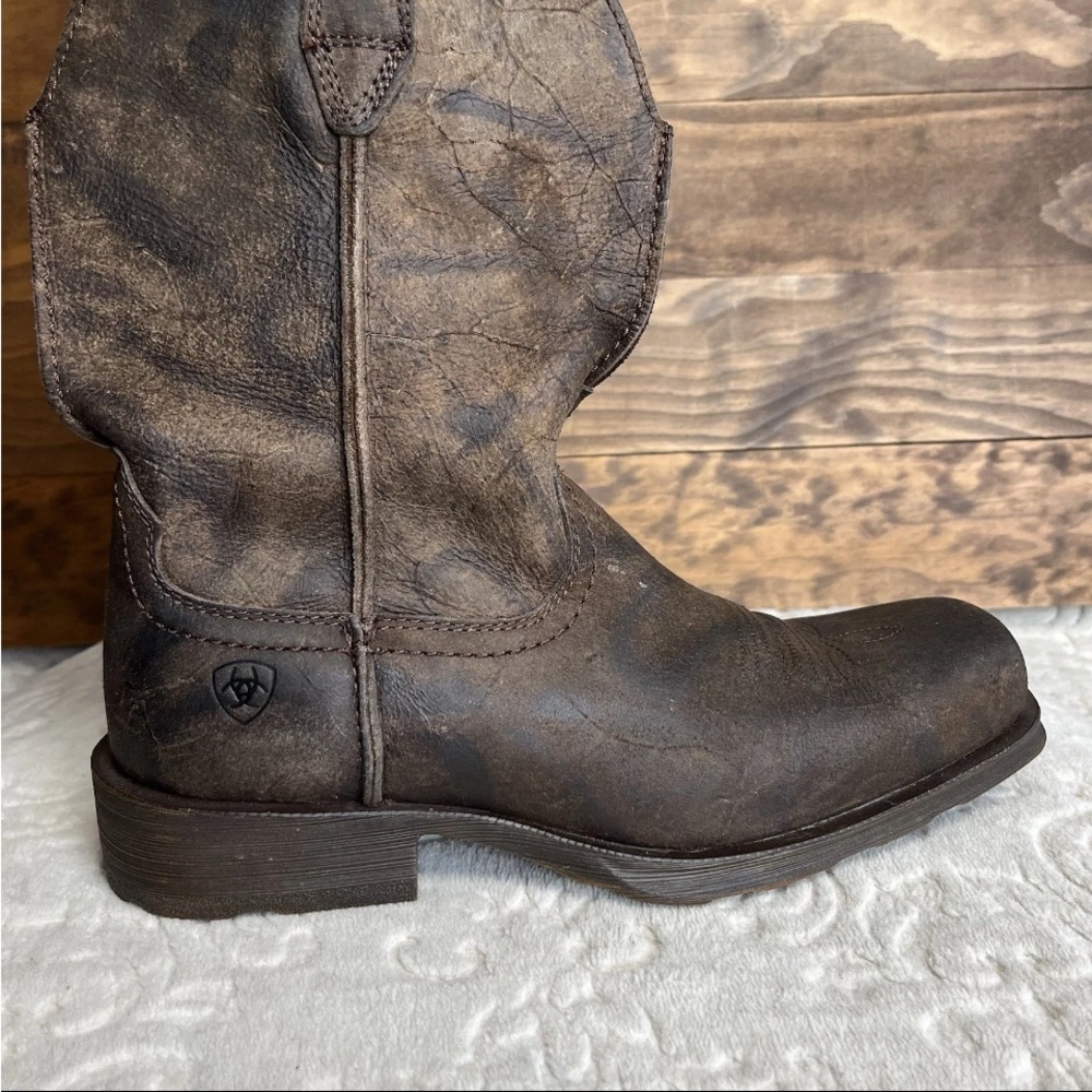 Ariat Men Sz 8D Boots Rambler Antiqued Brown Square Toe Western Pull On 10025171 - Picture 6 of 11